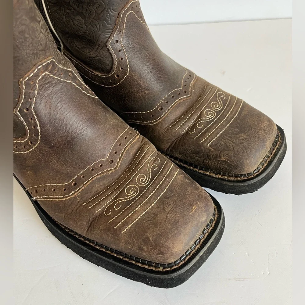Justin Brown Leather Western Boots Women's Size 9.5B
